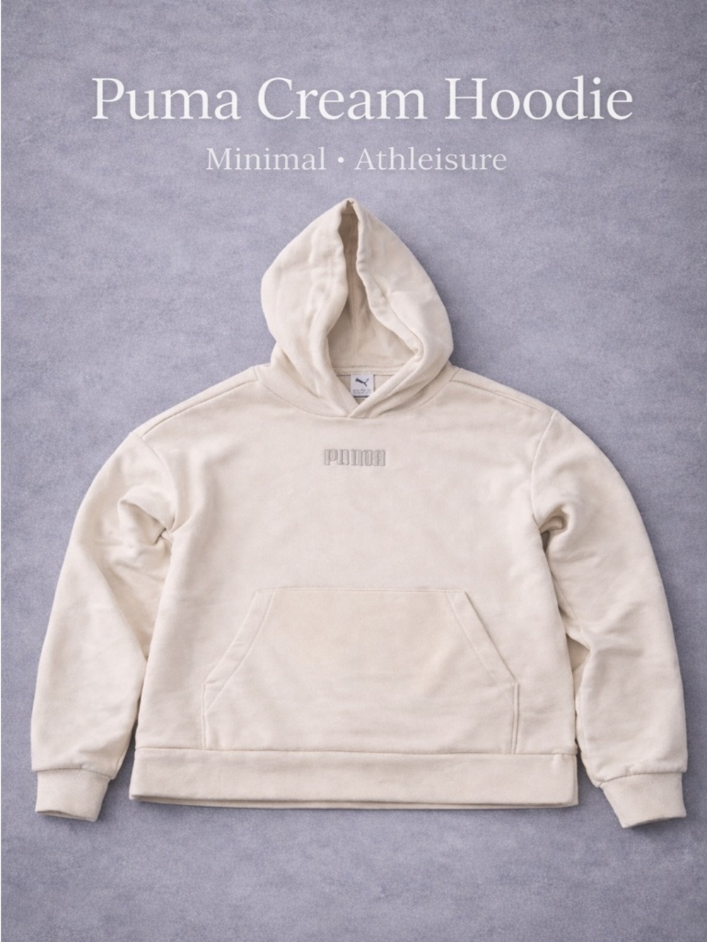 Puma Cream Hoodie Neutral Athleisure Pullover Size S Minimalist
